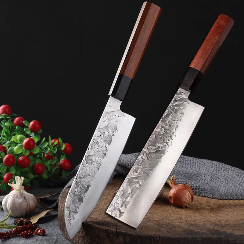 Dövme şef bıçağı Cleaver Mutfak Suşi Bıçakları Keskin Japon Nakiri Bıçak Santoku Dilimleme Maket Bıçağı Pişirme Kesme Aleti