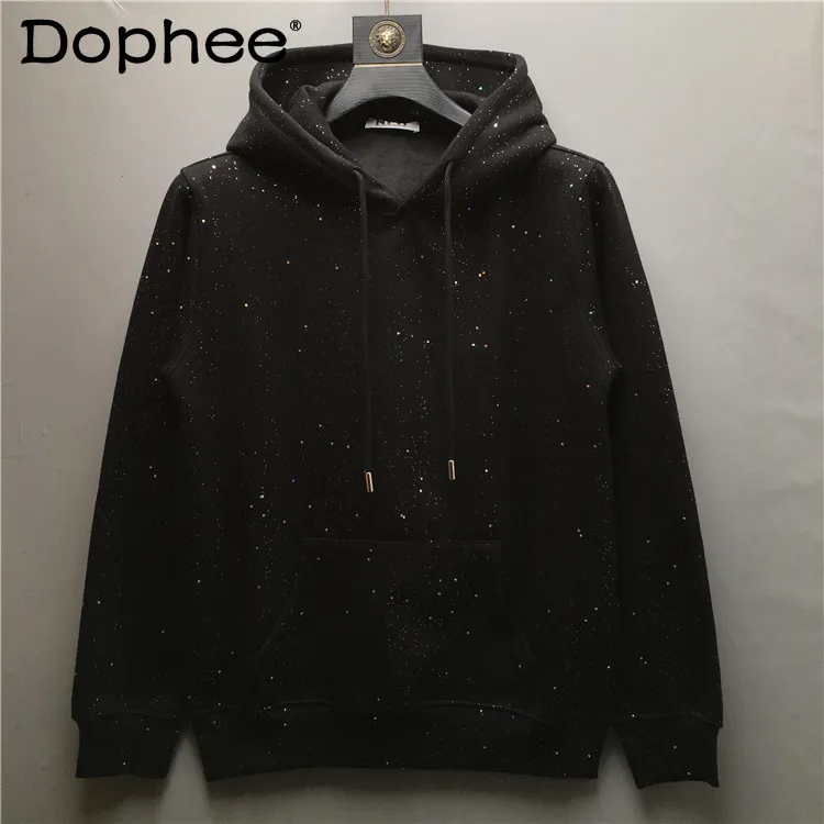 

2025 Autumn Winter New Gypsy Sequins Fleece Hooded Long-sleeved Sweater Fashionable Trendy Men's Casual Loose Versatile Jacket