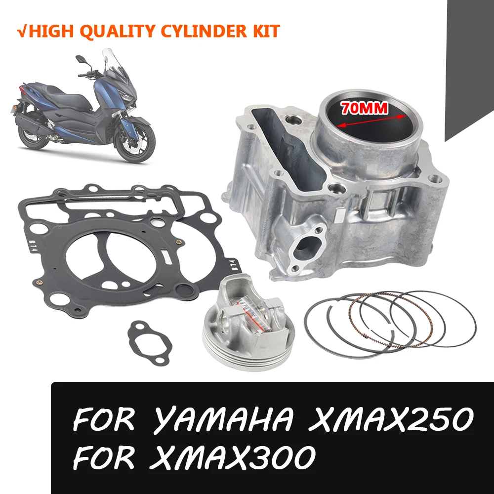 70MM Motorcycle Air Cylinder Piston Kit For Yamaha XMAX 300 XMAX300 XMAX250 X-MAX 250 Block Piston Ring Kit Head Base Gasket Kit