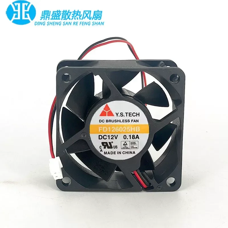 for Wonsan Y.S.TECH FD126025HB 6025 12V 0.18A 6CM Chassis Cooling Fan