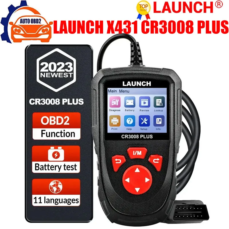 

LAUNCH X431 CR3008 PLUS OBD2 Scanner OBDII Code Reader Diagnostic Tool DTC Lookup Check Engine Battery Test Lifetime X431 CR3001