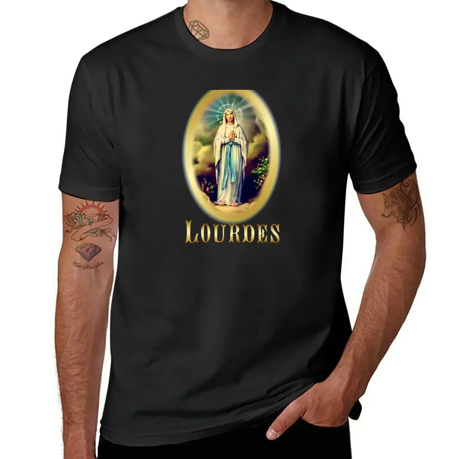 Graphics Mens T Shirt Our Lady of Lourdes Virgin Mary France St Bernadette France Catholic T-Shirt Graphic Men Clothing Harajuku