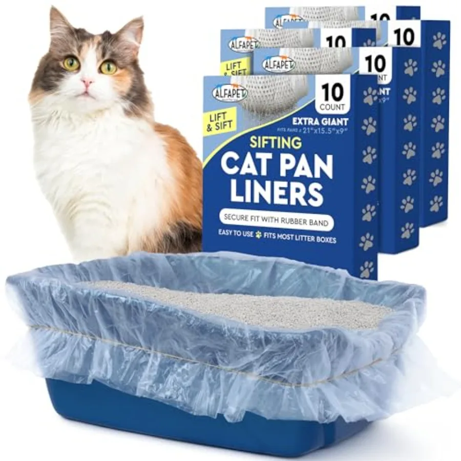 

Cat Litter Box Sifting Liners - Extra Giant 50 Count - Tear-Resistant Cat Litter Bags - Waterproof Kitty Litter Liners - Fits A