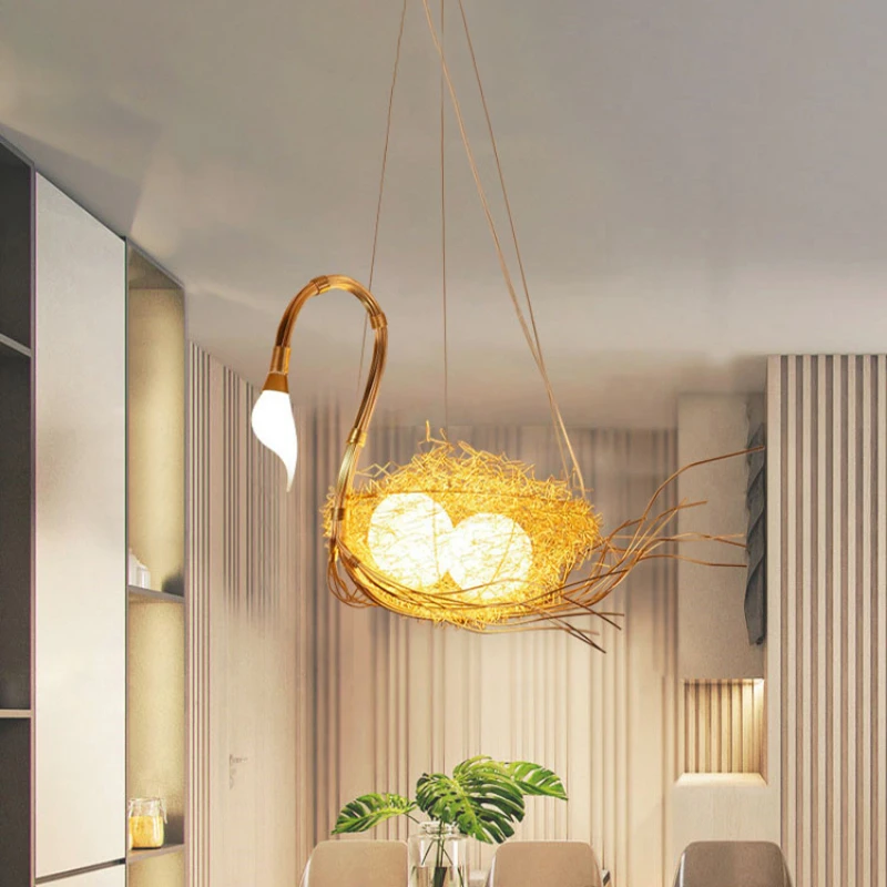 

Modern simple restaurant light bar chandelier bird's nest lamp creative personality art entrance balcony shop commercial lamps