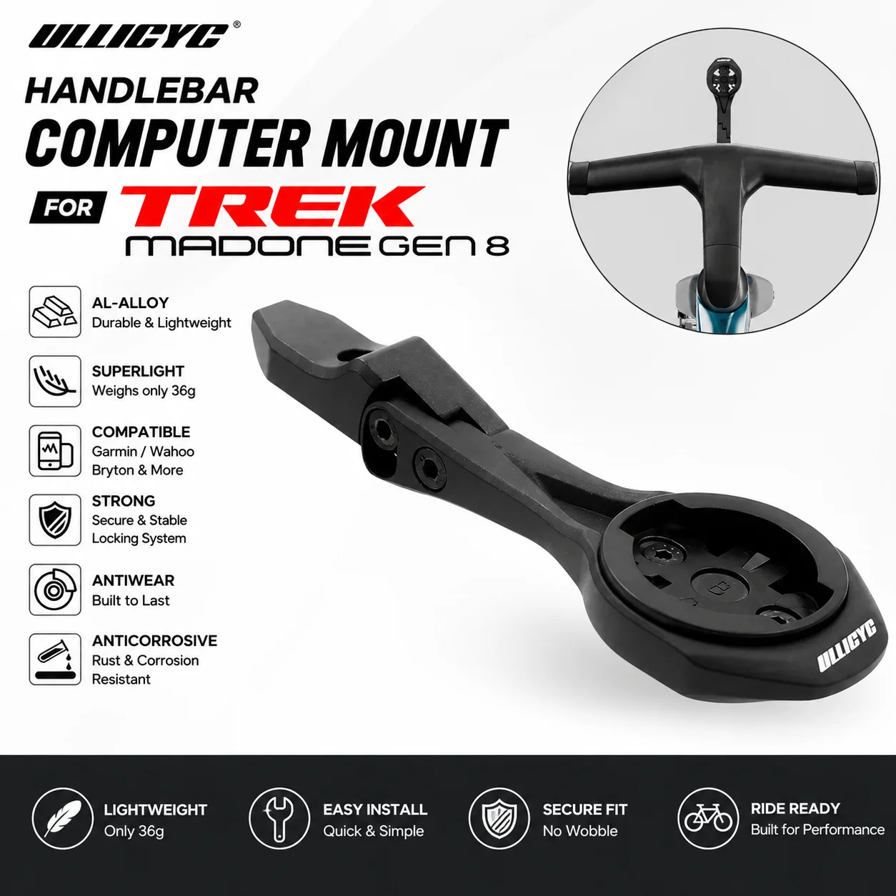 Support de guidon intégré pour ordinateur TREK Madone SLR GEN8, compatible avec Gopro/GPS/Garmin/Bryton/Wahoo, en alliage d'aluminium