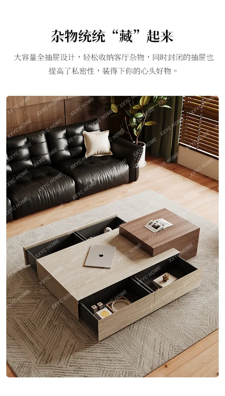 GG Travertine sintered stone coffee table, living room vintage style rectangular coffee table