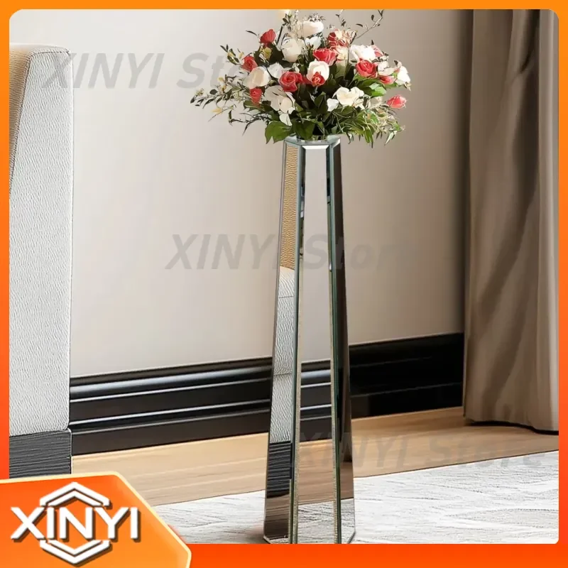 30 Inch Tall Mirrored Floor Vase for Home Decor Living Room Bedroom Hallway Modern Decorative Vase for Dried Flowers