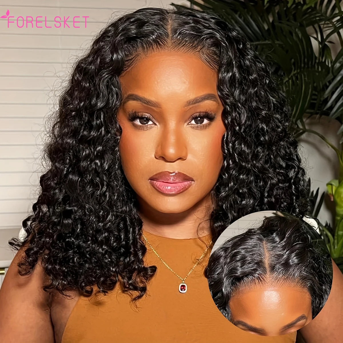 Wear And Go Glueless Wigs Human Hair Pre Plucked Pre Cut Deep Wave Lace Front Bob Wigs Human Hair Pre Plucked Bob Wigs FORELSKET