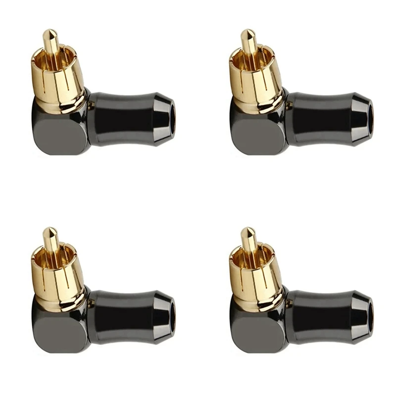 4Pcs RCA Connector Audio Plug Male 90 Degree Right Angle Elbow Speaker Terminal Conector For Soldering Video Cable