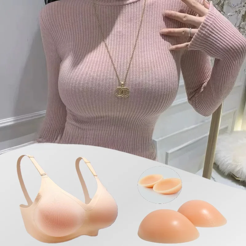 Silicone Prosthetic Breast Bras Realistic Fake Boobs Underwear for Women Broadcasters Costume Change Large Pad Simulation Fak...