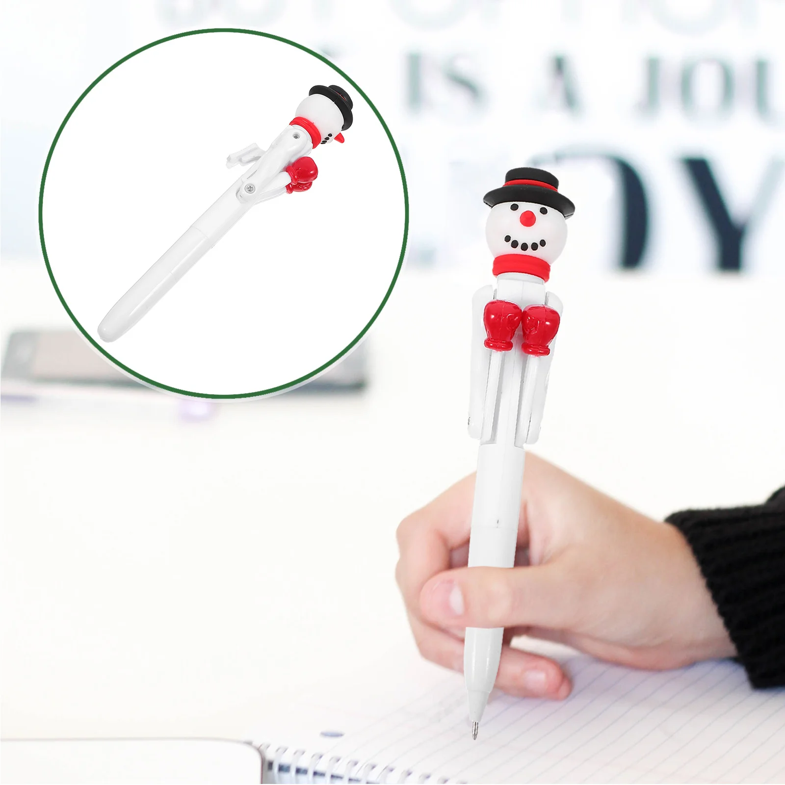 

Boxing Ballpoint Pen Christmas Snowman Robot Punching Arm Button Novelty Stationery Christmas Holiday Writing Supplies
