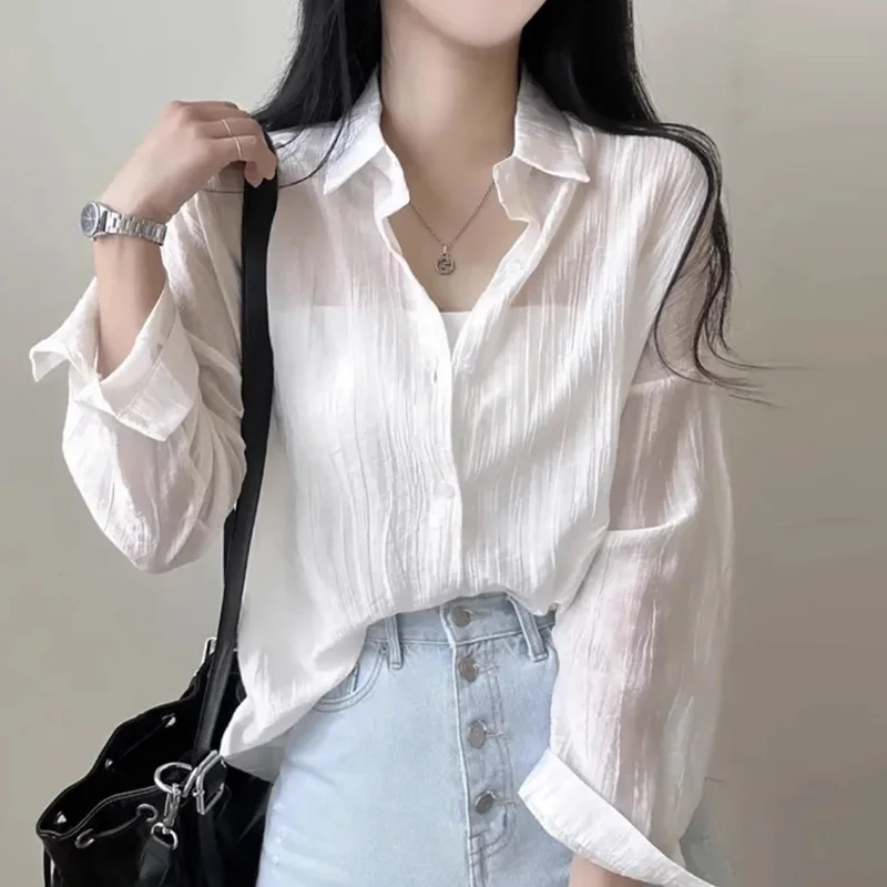 Chaqueta csera fina de manga larga hoada y e para mujer, Top versátil con cuello vuelto, ropa informal de negocio...