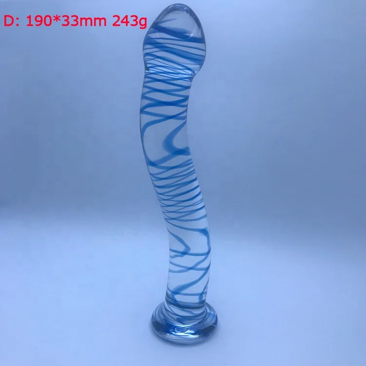 Crystal Glass Dildo Dual Ended Clitoris G-Spot Spiral Glass Massager Fetish Black Blue Colorful Crystal Anal Butt Plug Sex Toys