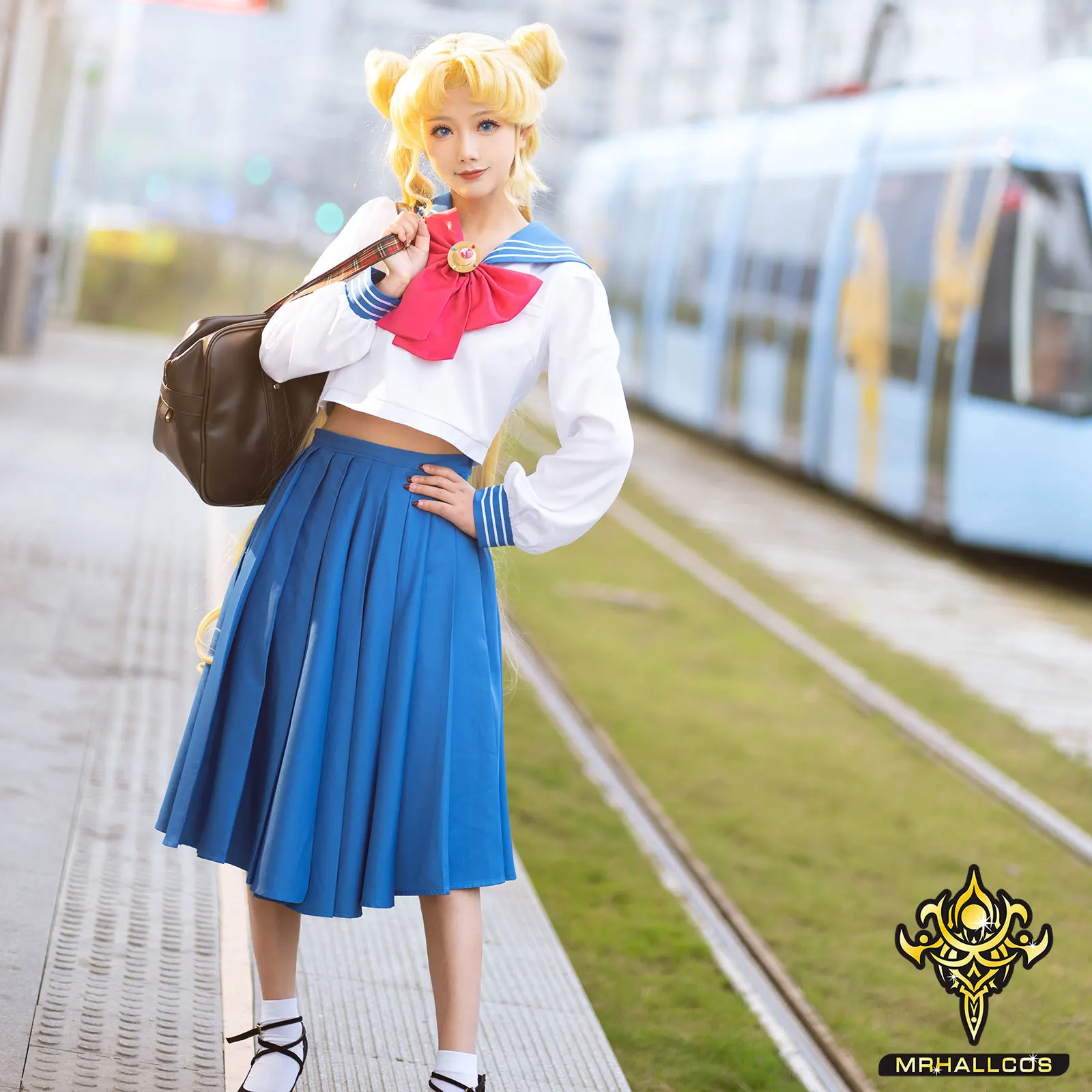 MRHALLCOS Anime Cosplay Sailor Usagi Tsukino Moon Crystal school uniform Outfits Costume Halloween JK Party Kid Adult Women Plus