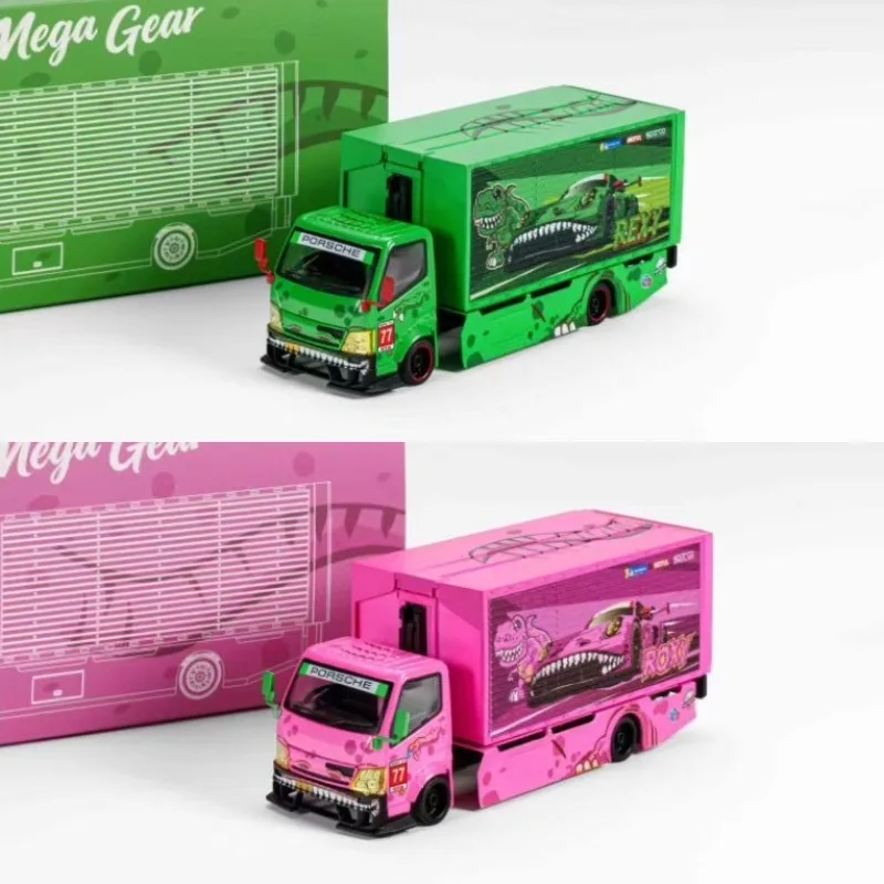 Mega Gear 1:64 Full Floor Modified Truck Trailer Dinosaur Coating Die Casting Alloy Car Model Adult Collection Ornament
