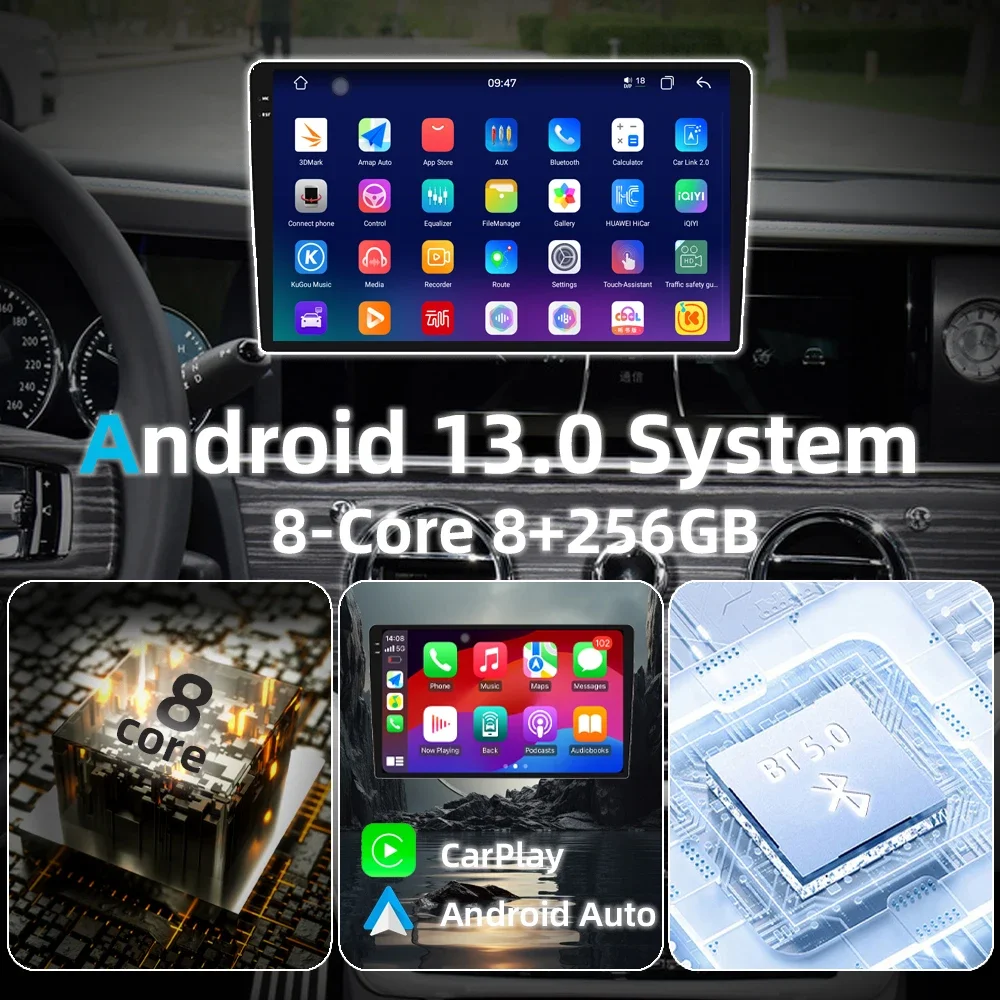 Radio Estéreo con Gps para coche, reproductor de vídeo con Android 13, 2k, pantalla Qled, 2DIN, Universal, Control de voz, 7870