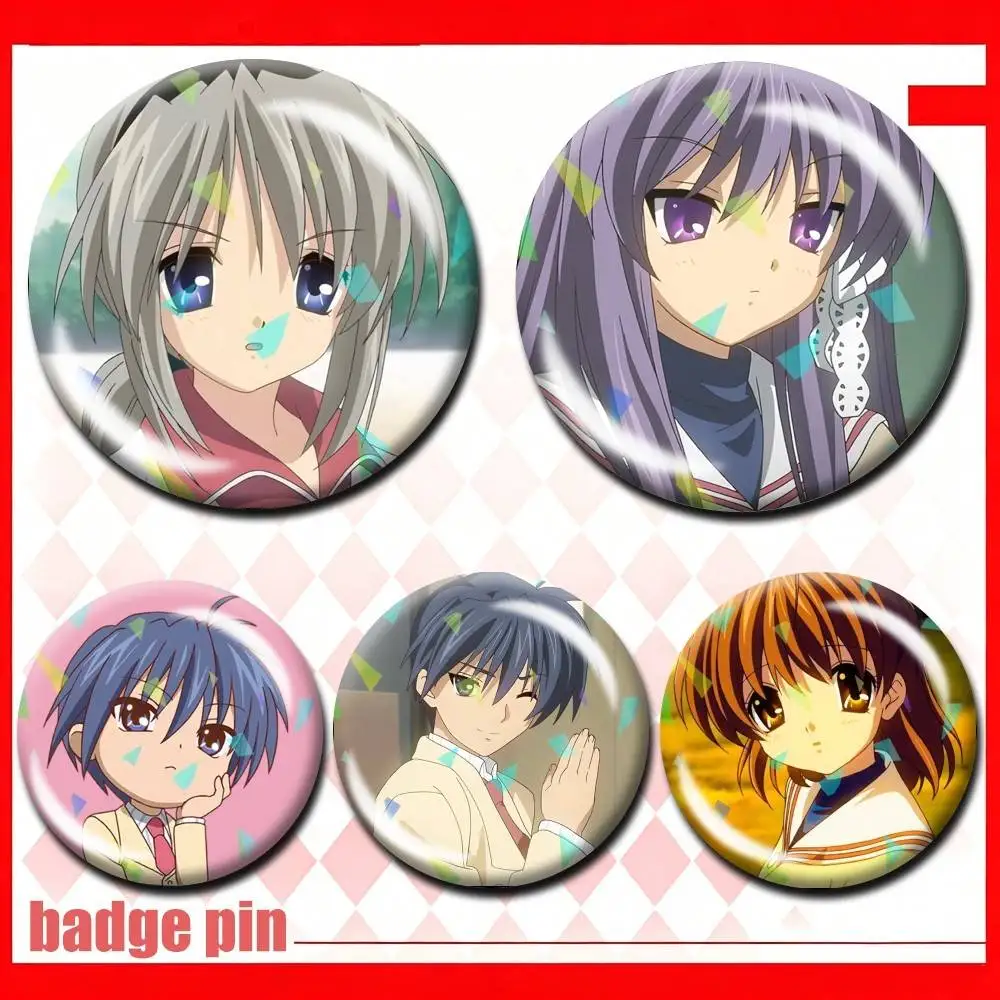 Clannad Family Anime Merch 25 32 44 58 75mm Badges Personalized Round Brooches Pins Accessory Customizable
