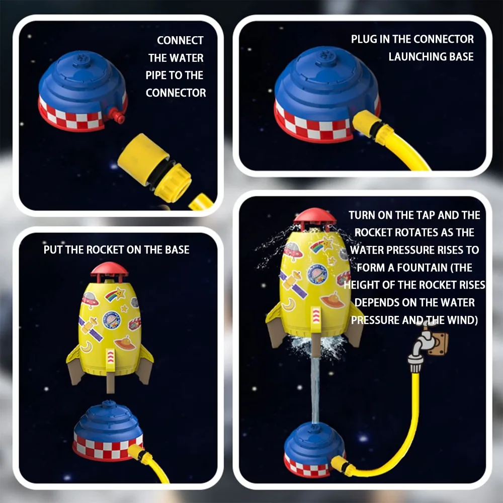 Juego completo de rociadores salvavidas para niños, patrón de dibujos animados con Base y conector, juguete salvavidas para salpicaduras de agua, manguera de agua de 3m