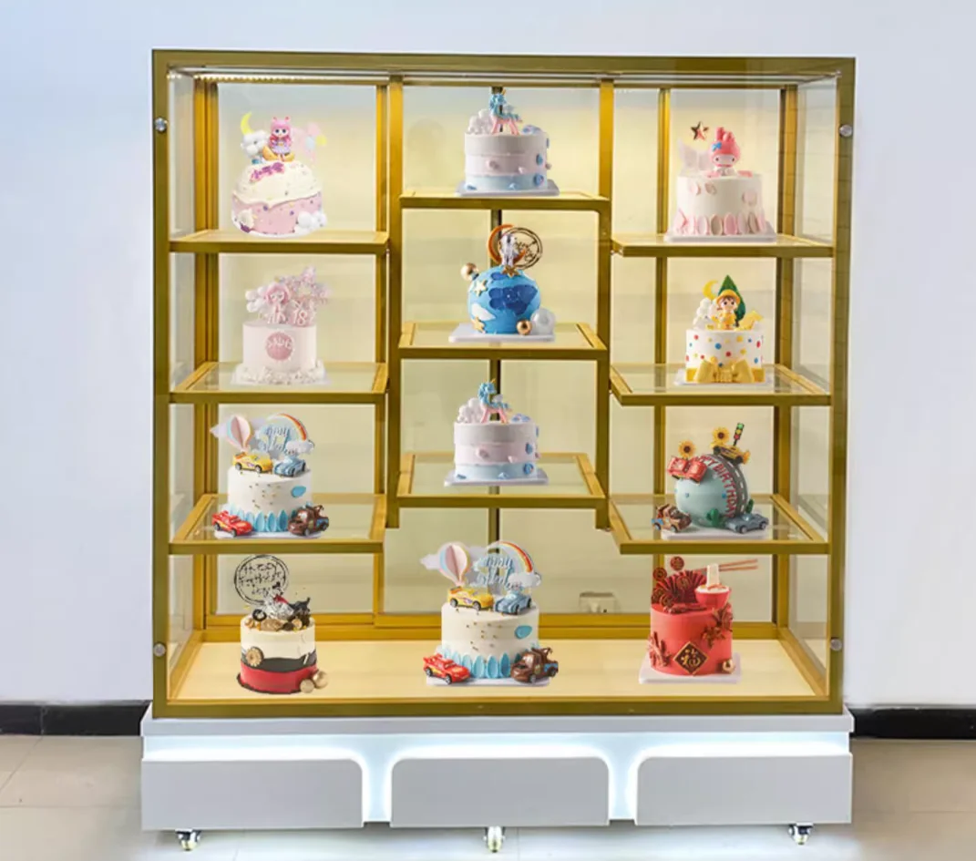 Birthday cake model mold display cabinet Sample pastry glass commercial bakery bread display rack display cabinet