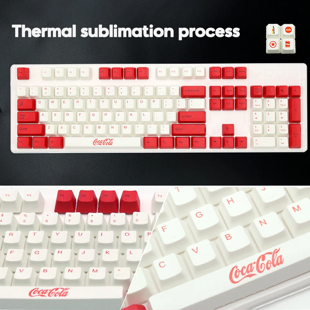 Mechanical Keyboard Keycap Sakura Pink Coca Cola Red PBT 108 Keys 5 Sides Dye Sub OEM Profile GK61 GANSS RK FICO Anne Pro 2