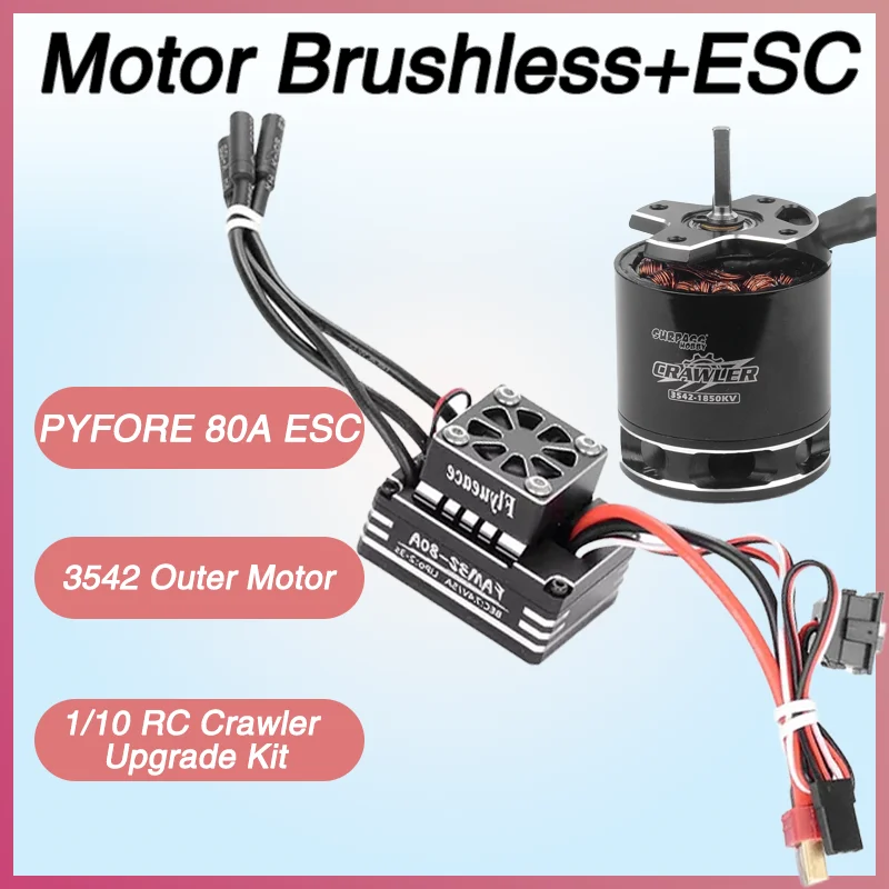 

PYFORE 80A ESC 3542 1400KV/1850KV/2250KV/2500KV Outer Rotor Motor Brushless Combo - Accessories for YK4107 RGT 1/10 RC Crawler