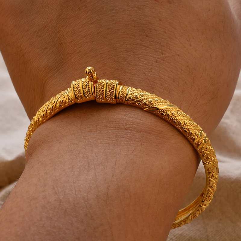 Luxury Vintage Gold Plated Bangles For Women Girls  Arabia Bridal Wedding Jewelry Gifts