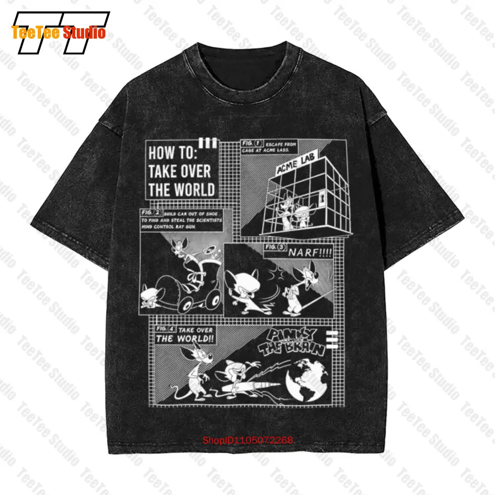 

How To Take Over The World Pinky And Brain Vintage Oversized T-Shirt RIE4