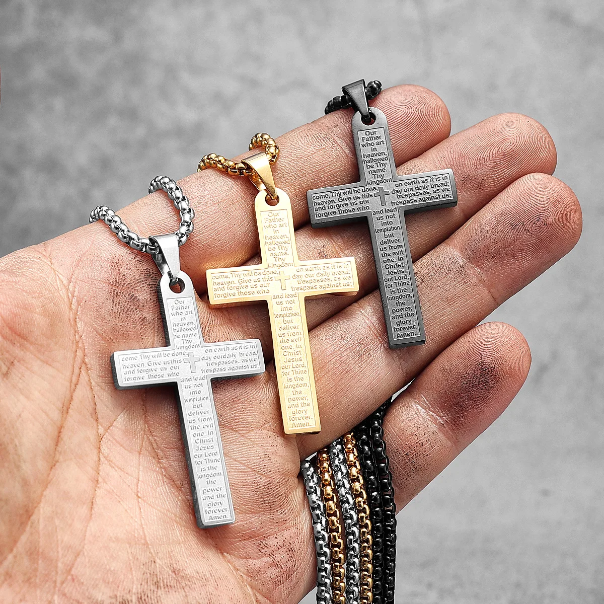 Religon Cross Bible Stainless Steel Men Women Necklaces Pendants Chain Amulet Punk Trendy Jewelry Creativity Gift Wholesale