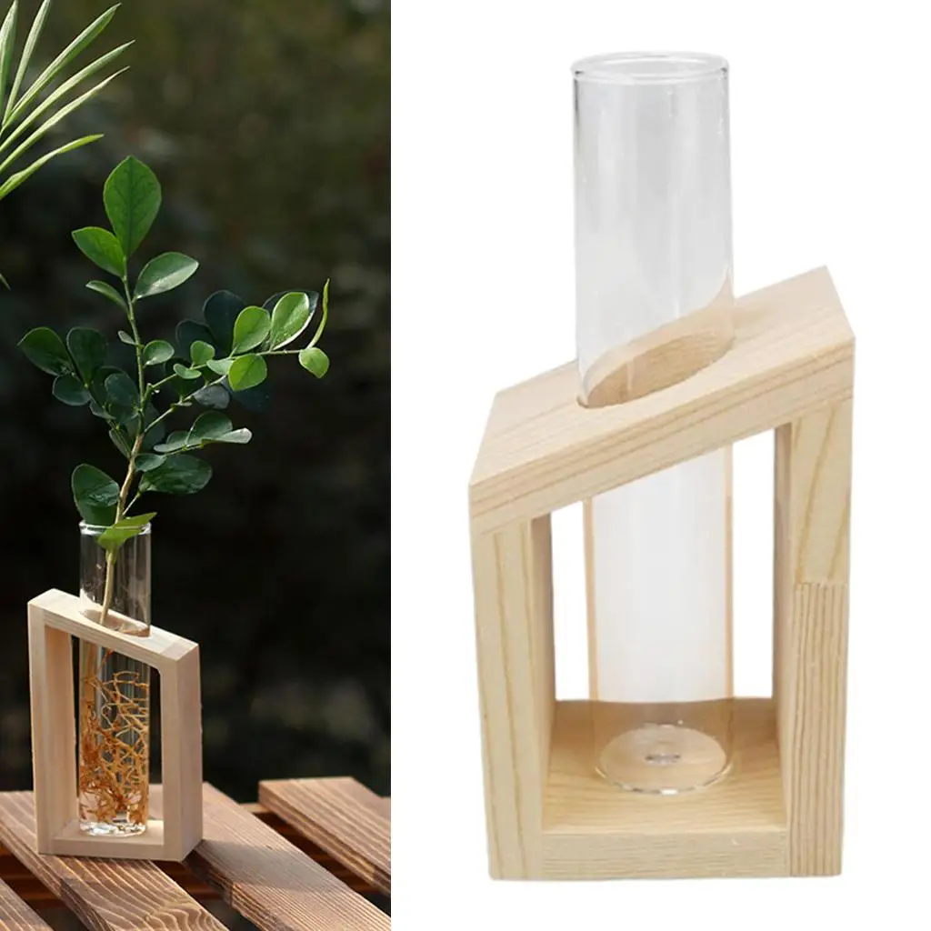 Planter Propagation Glass Plant Terrarium with Wooden Stand for Plants Home