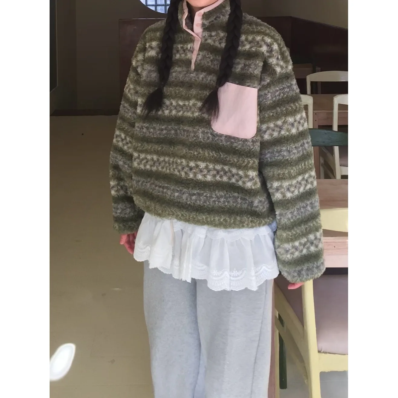 

Thiened High Collar Faionable Retro Sweatirt Versatile Warm Cozy Korean Sle Women's Knitwear for All Seasons