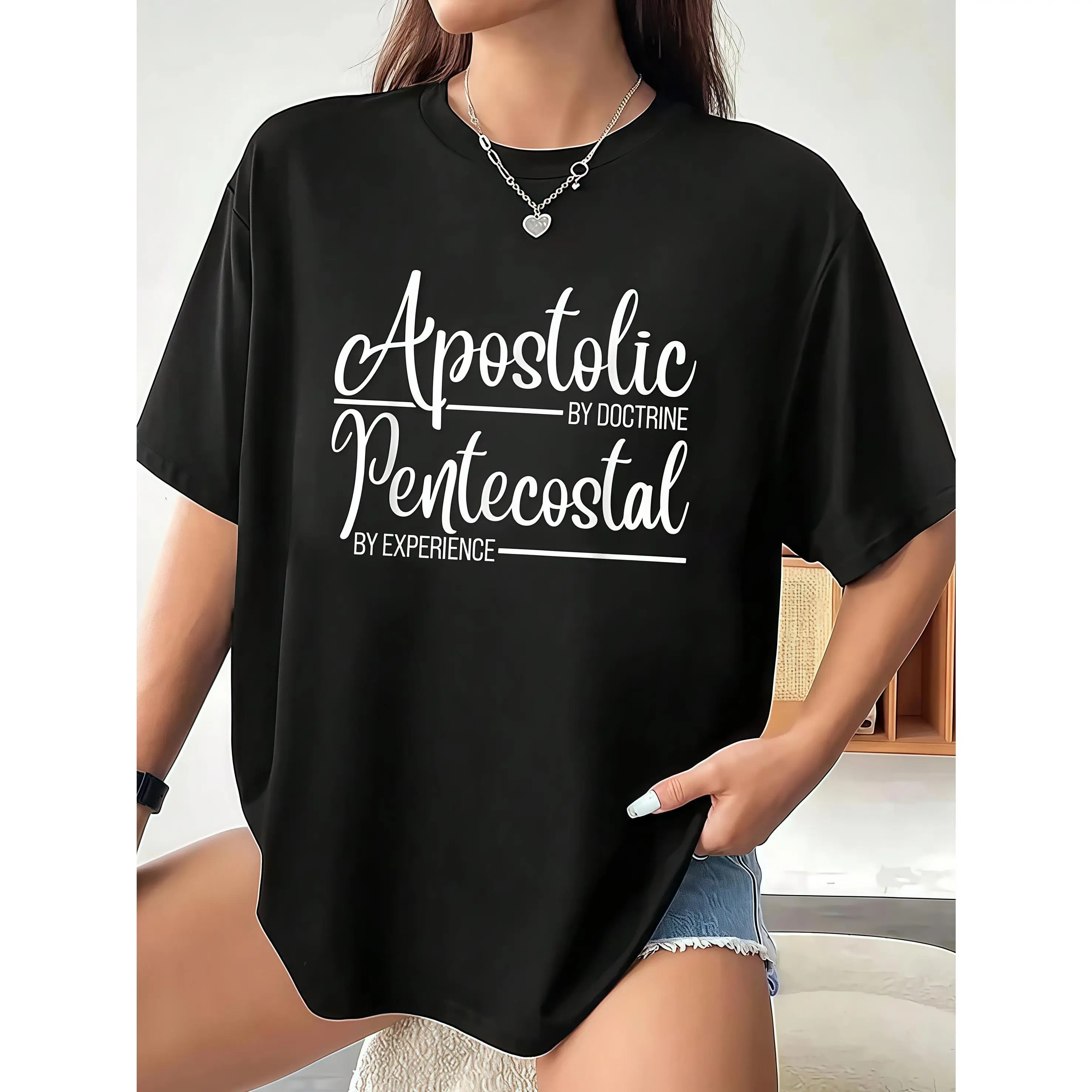 

"Apostolic Pentecostal T-Shirt. Women Men Christian Faith Tee. By Doctrine By Experience Graphic Top. Religious Gift Apparel."