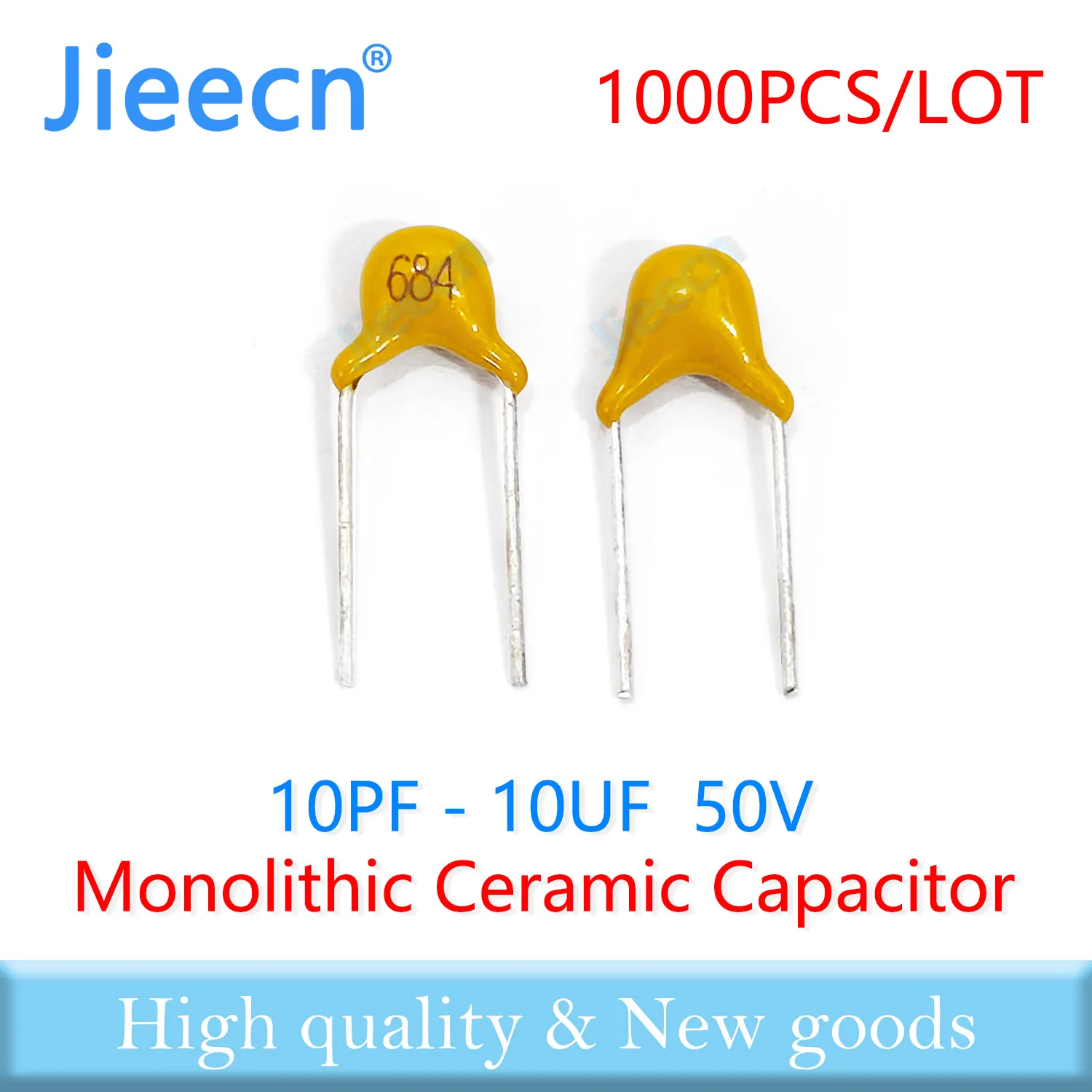 

50V 1000PCS P=5.08mm Monolithic Ceramic Capacitor 10PF - 10UF 100PF 1NF 68NF 100NF 104 1UF 105 4.7UF 330NF 68PF 22NF 2.2UF 225