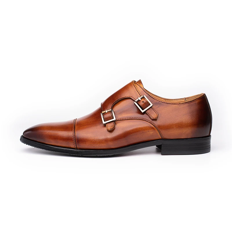 Luxury Classic Men Wedding Dress Oxford Shoe Real Handmade Leather Monk Buckle Strap Pointed Toe Loafer Shoe for Men Black Brown