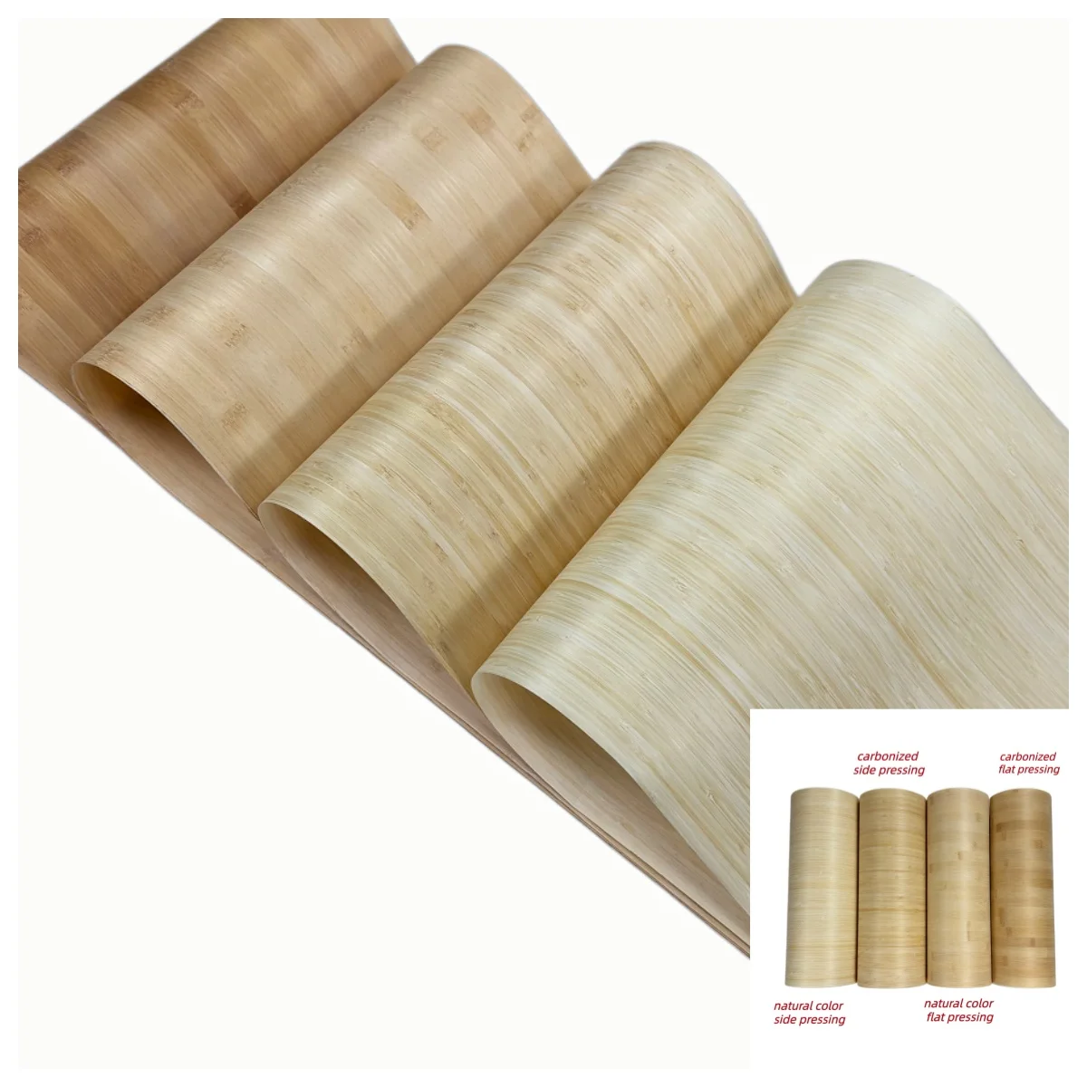 Natural  Bamboo Wood Veneer Shallow Carbon Process Wood for Wood Working Lamp Furniture And Home Decor Eco-Friendly