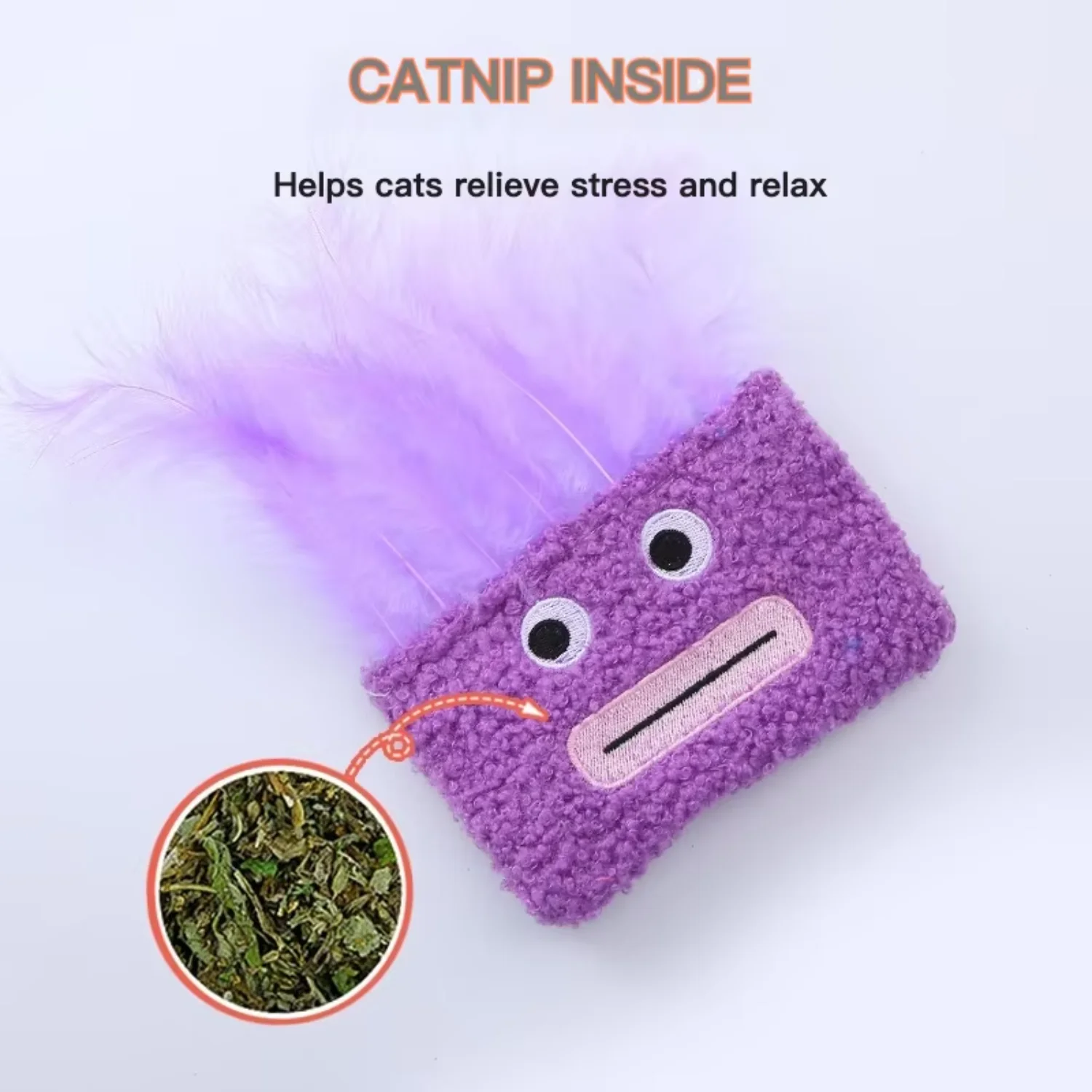 2024 Catnip Stuffed  Squeak Toys Funny Big Mouth Feather Hair Cat Interactive Toys Scratch-resistant Cat Products