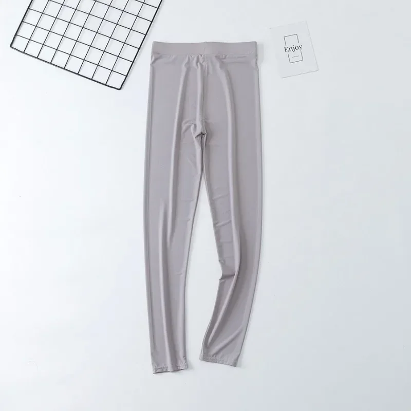 Summer Ice Silk Leggings Women Nylon Thin Style Leggings High Waist Stretchy Pencil Pants Sports Casul Big Size Leggings