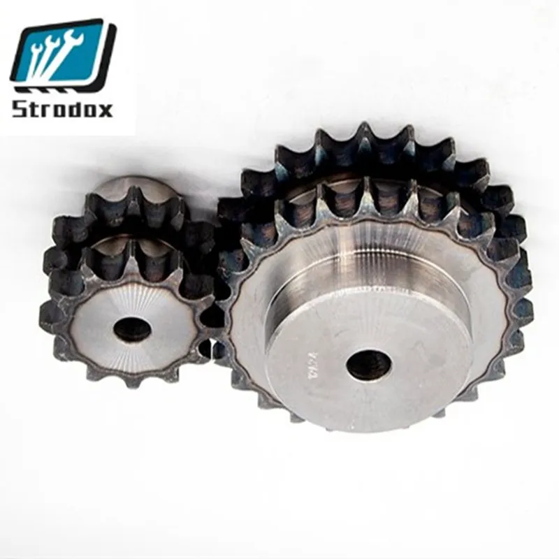 Two Pieces 08B Chain Industrial Table Wheel 45 Gauge Steel Double Row 4 Point Sprocket With Short Ptch 40 Teeth~50 Teeth