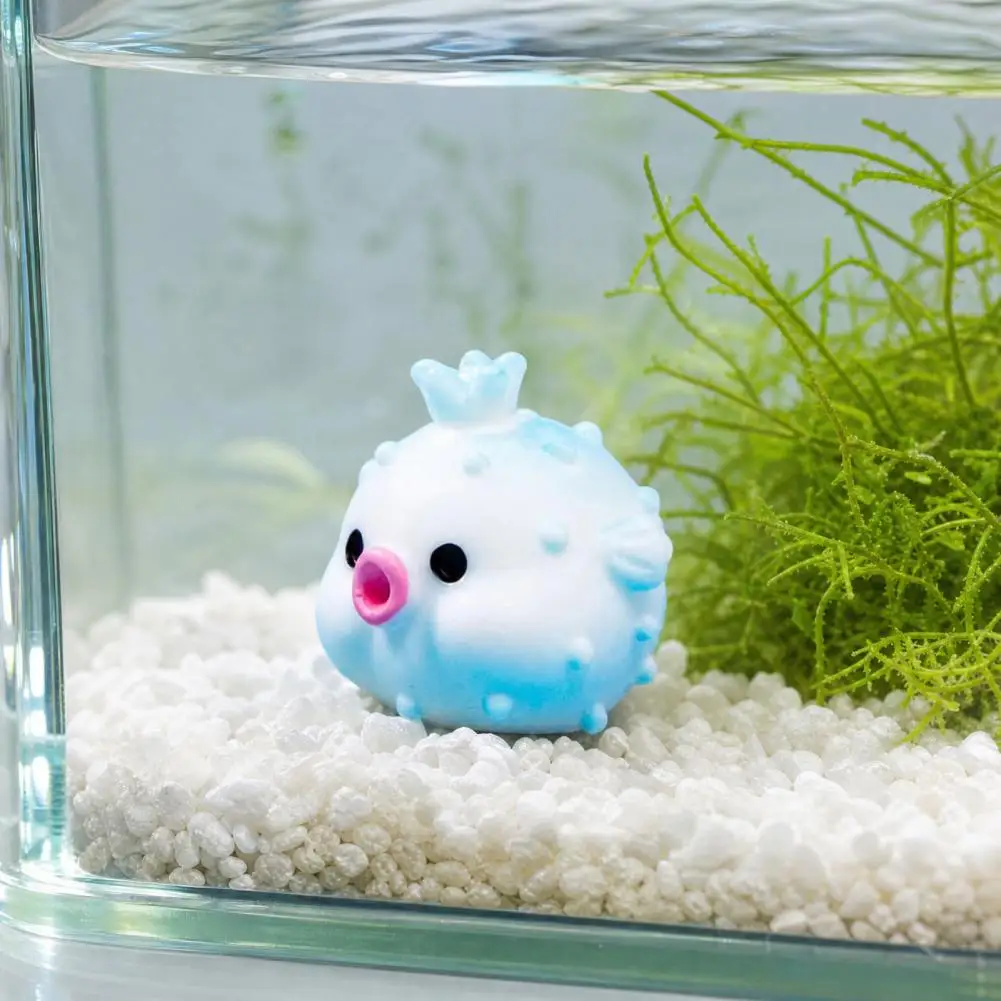 Moisture Resistant Ornaments Figurines 2pcs Mini Pufferfish Statues Resin Figurines Small Cute Pufferfish Decorations for Garden