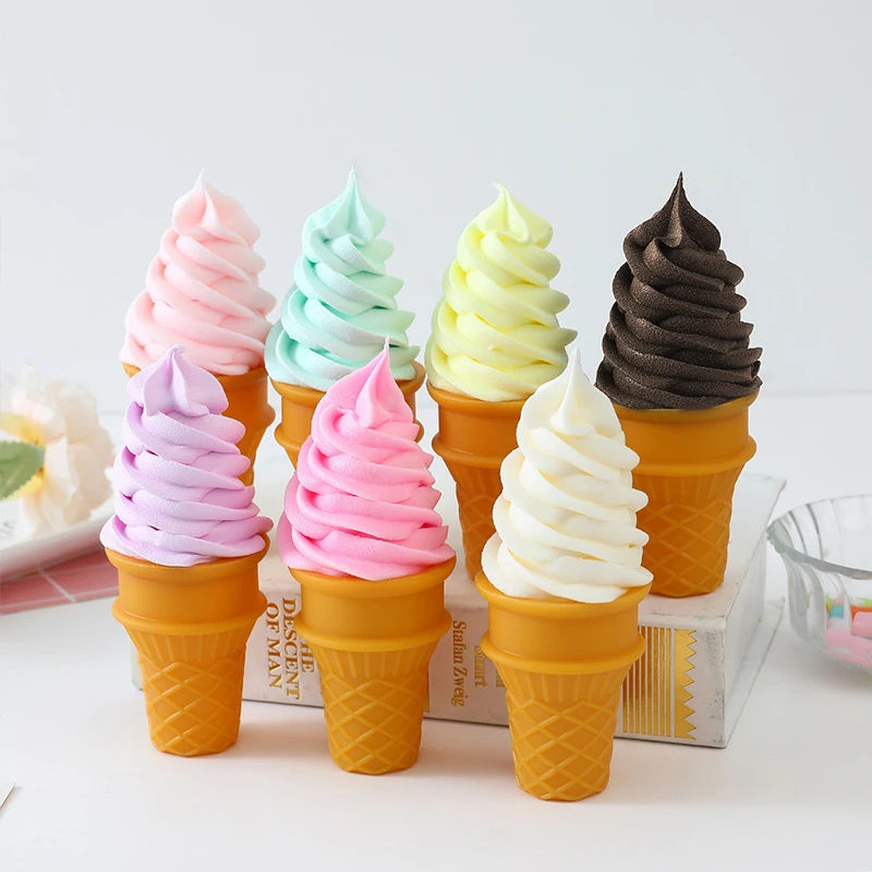 Simulation Crispy Ice Cream Model Realistic Artificial Food Model Fake Food Dessert Ice Cream Cone Photography Decorative Props