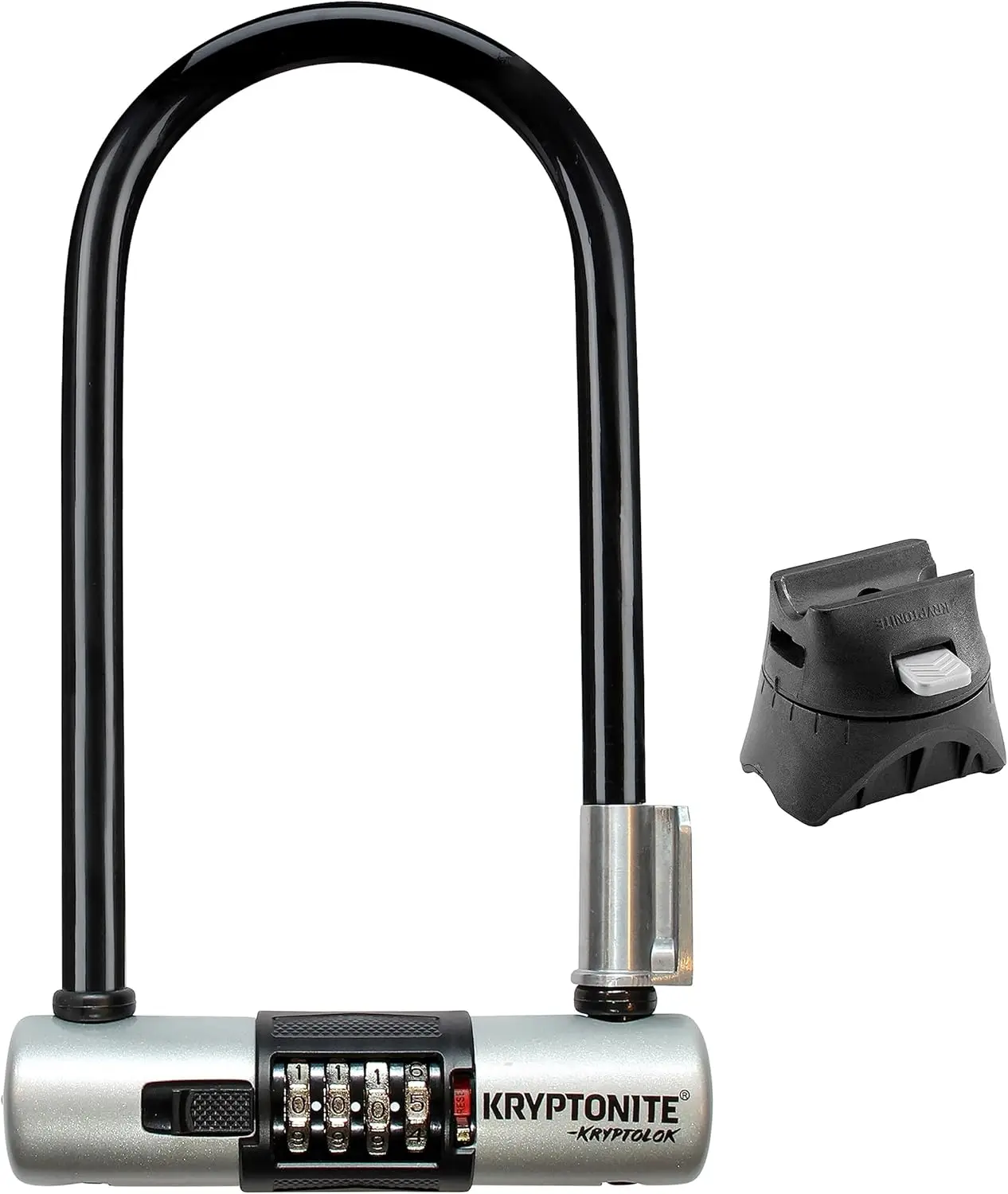 

KryptoLok Combo Bike U-Lock, Anti-Theft Security, 12.7mm Steel Shackle, 4-Digit Resettable Combination, U-Shape, Black