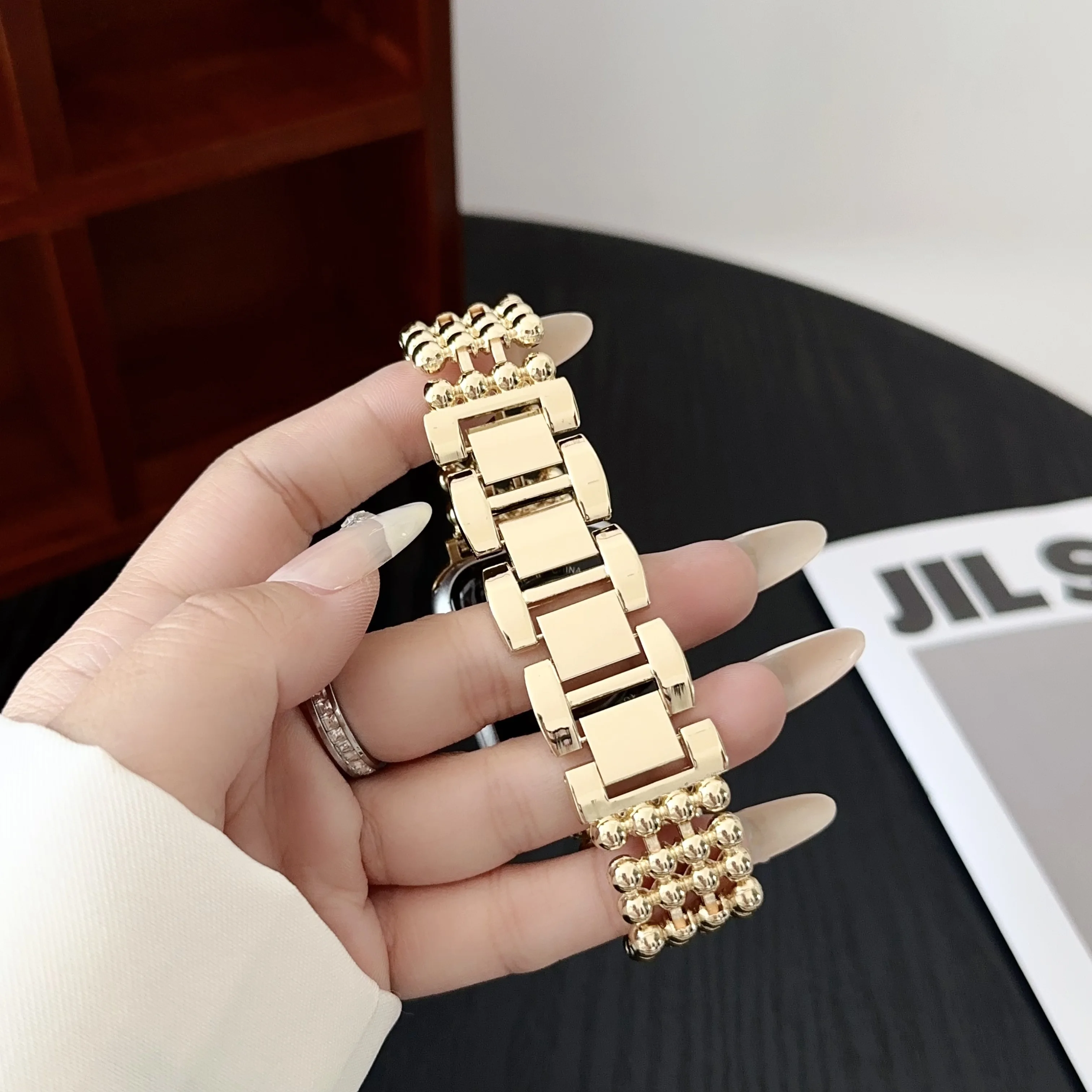 Linked Bead Metal Band For iWatch Series 11 10 9 8 7 6 Ultra SE 4 5 3 For Apple Watch Band 41mm 45mm 44mm 40mm 42mm 38mm 49mm