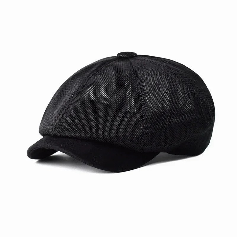 

Summer Mesh Newsboy caps Breathable Casual Outdoor Retro Beret Hats Octagonal hat Fashion Solid Flat Caps