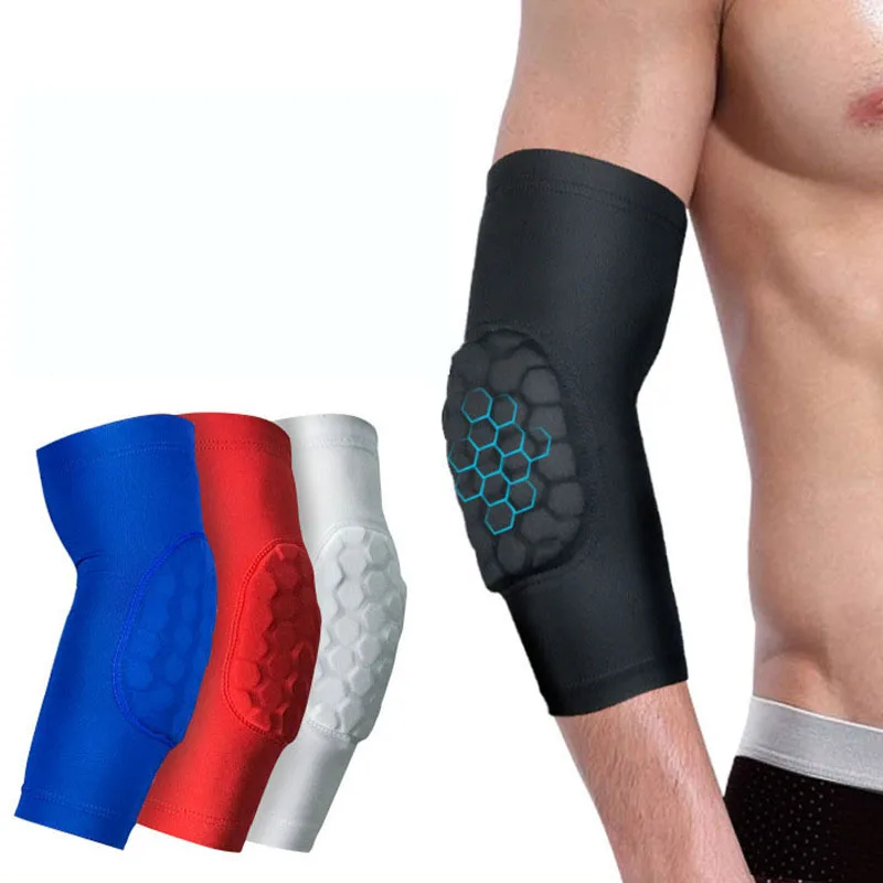 1PCS Elastic Gym Sport Basketball Arm Sleeve Shooting Crashproof Honeycomb Elbow Support Pads Elbow Protector Guard 4 Colors