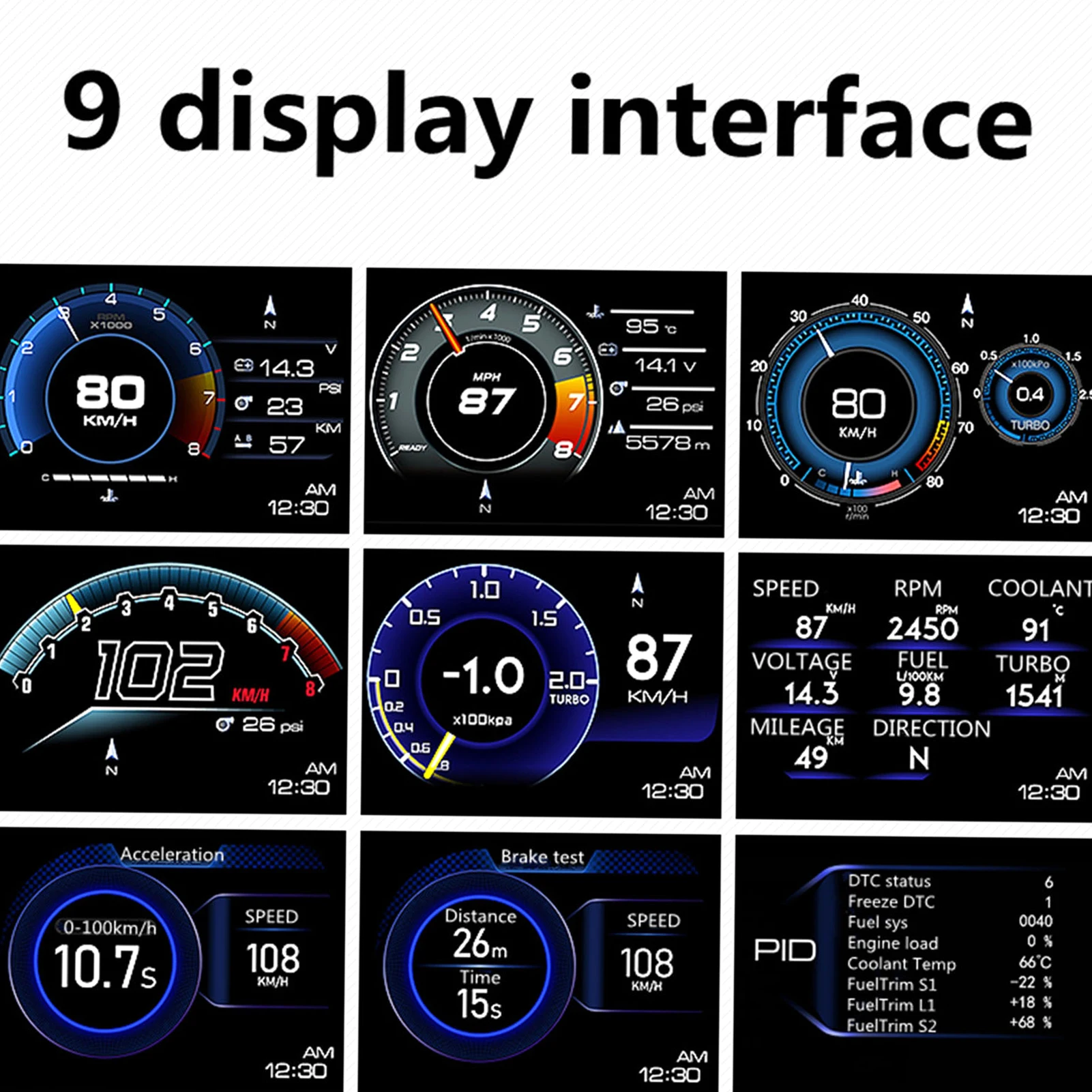 شاشة عرض علوية للسيارة، مقياس ذكي OBDII+GPS عالي الوضوح، أداة تشخيص السيارة، إزالة رمز الخطأ obd