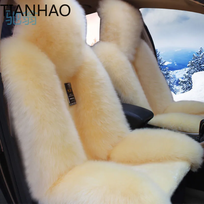 Ejv New Winter Wool Car Seat Cushion with Real Fur and Plush Fleece Cover for Warmth