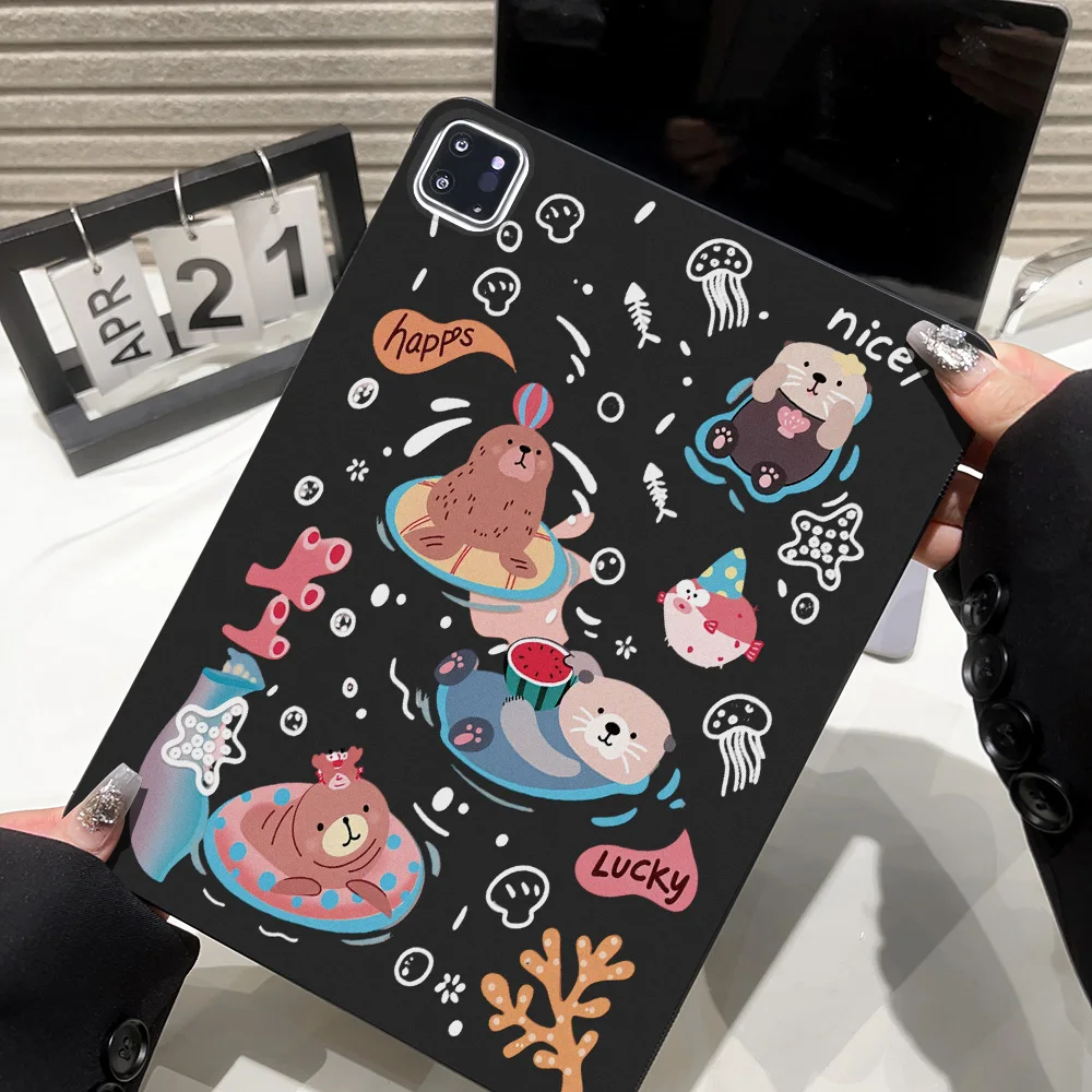 Kawaii Summer Sea Creature Tablet Protective Case For Apple iPad Air 11 2025 2026 Pro 12.9 13 11 10.5 Mini 2021 2024 Anti‑Slip