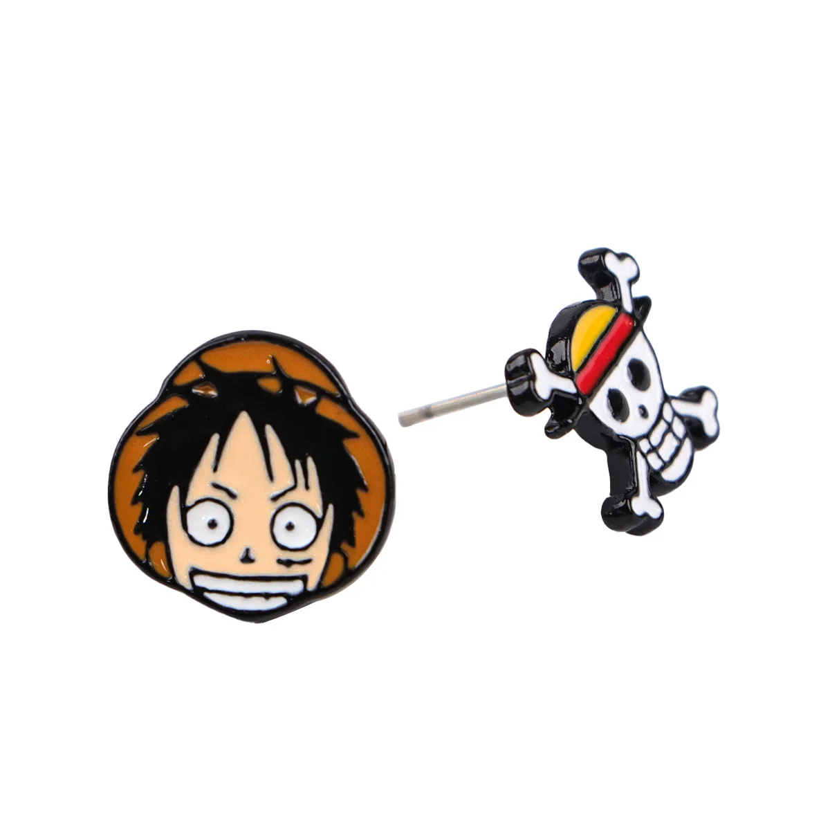 Skull Enamel Stud Earrings Anime Character Jewelry Cute Pirate Earrings for Fans Gift Cosplay Accessories 