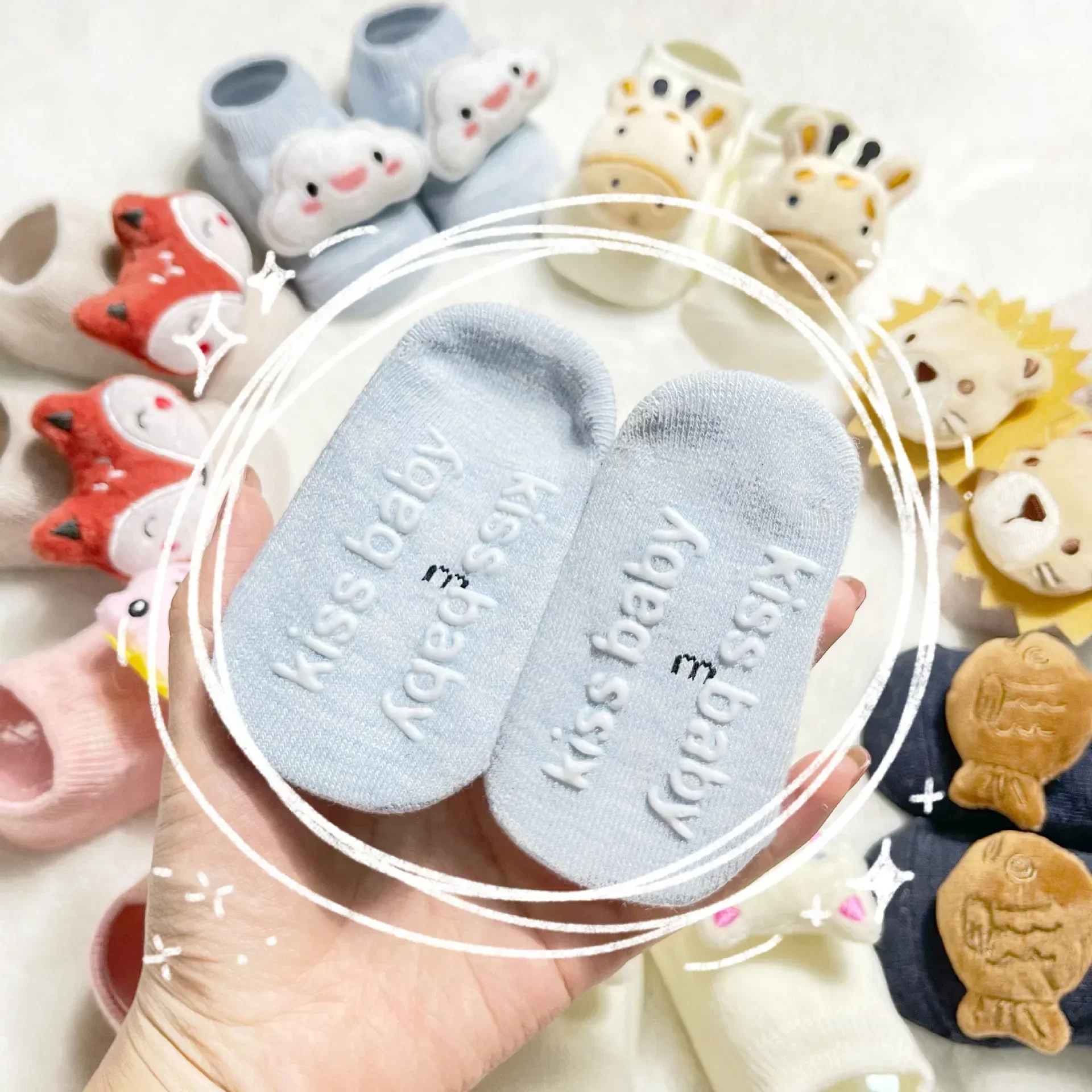 Kawaii Cotton Infant Toddler Baby Boys Girls Stitch Clothes Korean Cute Cartoon 3D Doll Newborn Rubber Anti-slip Floor Socks