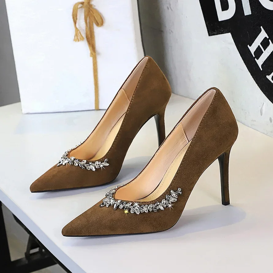 BIGTREE 2025 Spring Design Style Crystal Women Pumps Fashion Pointed Toe High Heels Banquet Dress Mule Female Shoes Zaptos Mujer view 3
