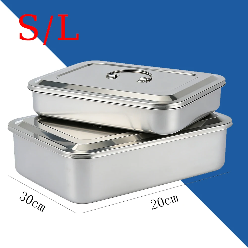 

Квадратный стерилизационный лоток из нержавеющей стали с толстой крышкой для хранения стоматологических и медицинских инструментов, хирургических принадлежностей и оборудования